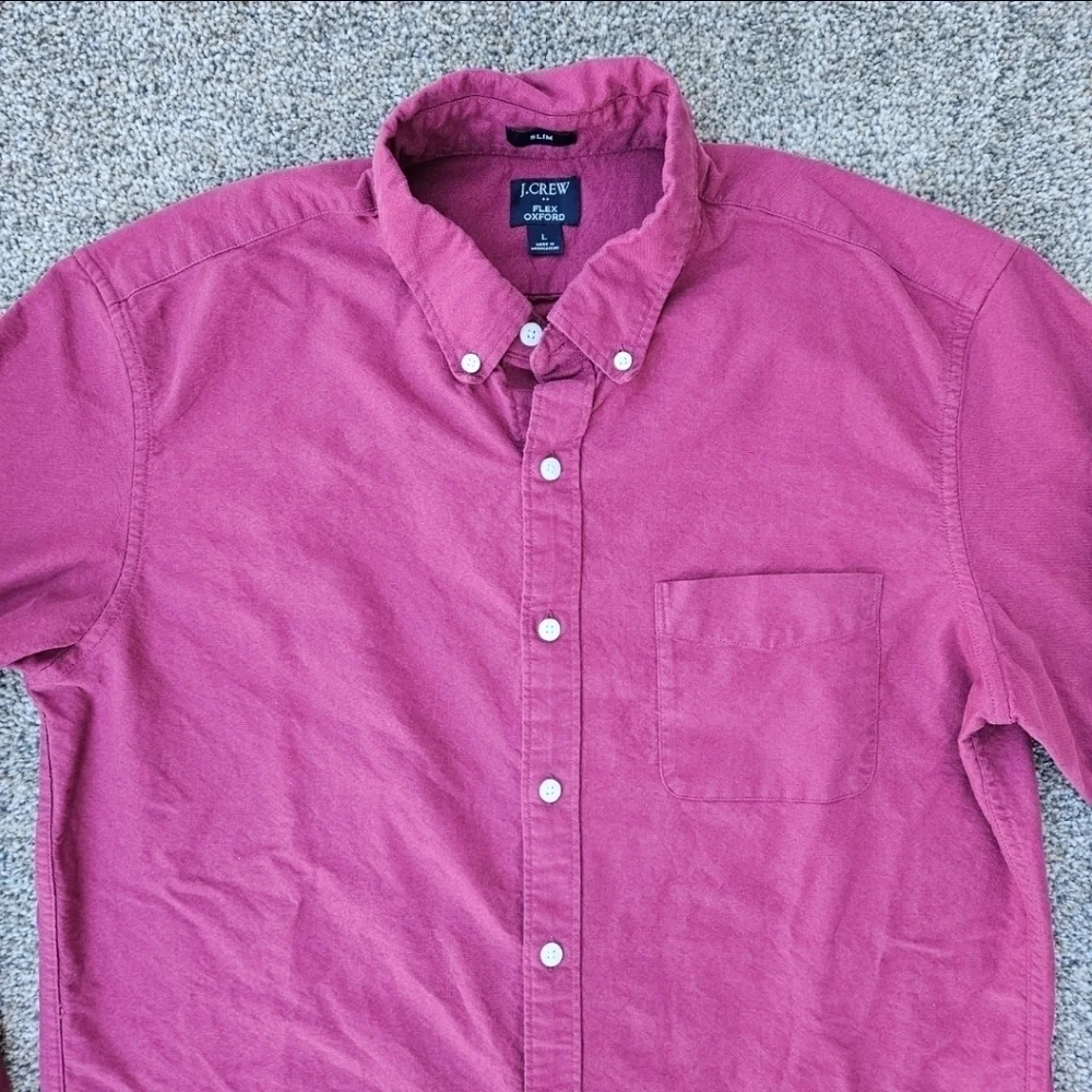 J. Crew Slim Fit Flex Oxford Long Sleeve Button Down Plaid Shirts LOT Mens Large